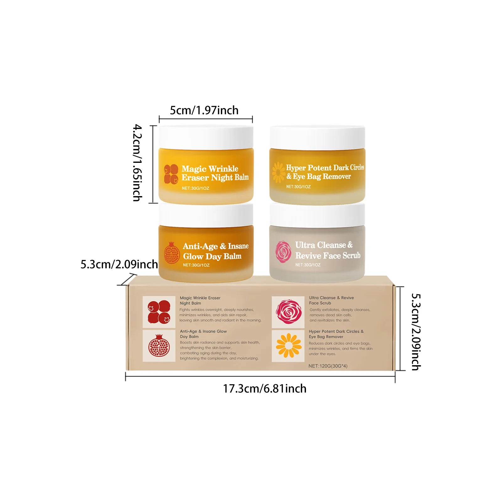 Day Night Skincare Set Firming Moisturizing & Skin Barrier Repair Cream Tightening Brighten Face Scrub Nourishing Eye Care Combo