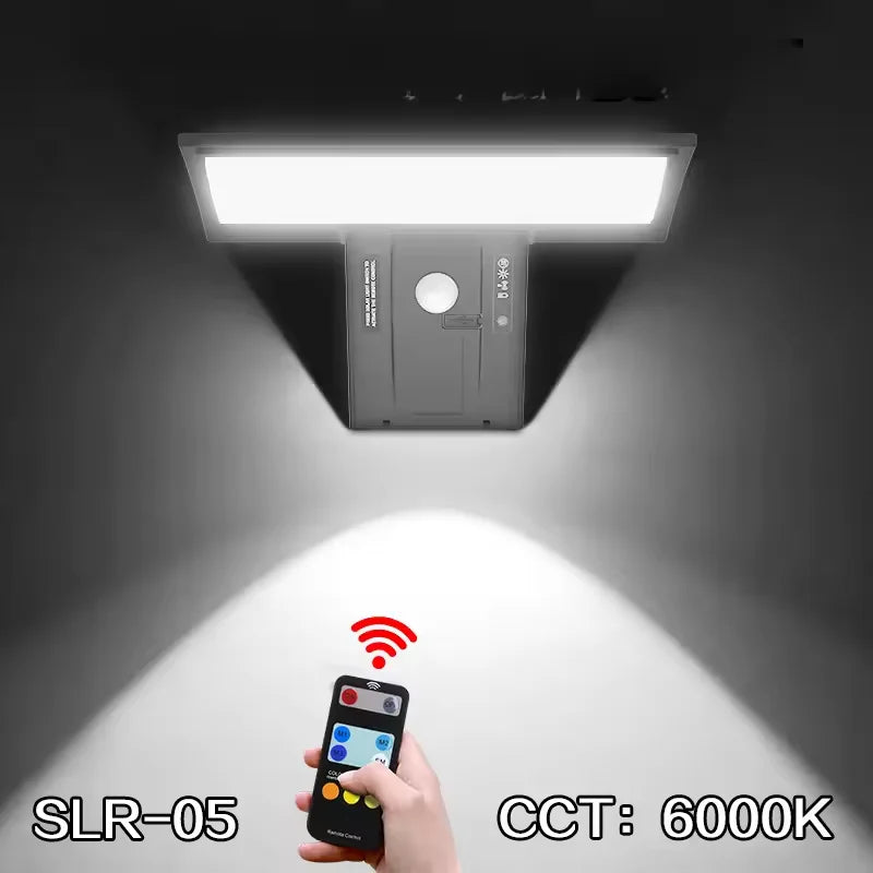 Solar Outdoor Lights 90LED Motion Sensor with Control  3 Color 4Modes Security Flood Waterproof Light for Porch Yard Garden