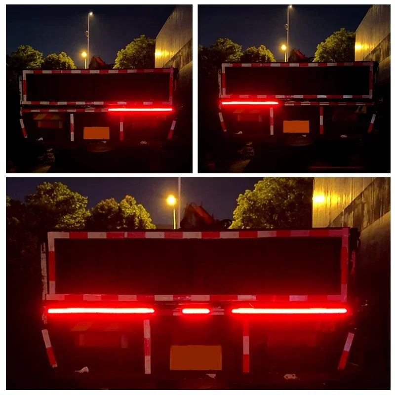 Truck Rear Tail Driving Light Strip with Turn Signal Waterproof Tailgate Driving Safety Additional Brake Flash Warning Light 24V