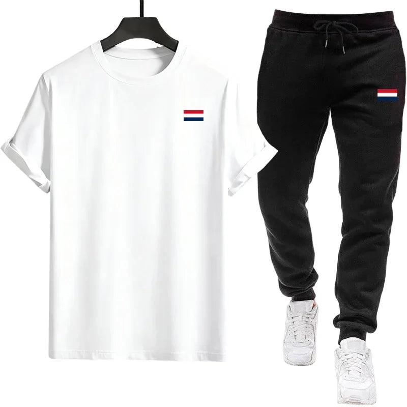 2026 Summer Outdoors Jogging Sports Single Piece Versatile Short-sleeved T-shirt and Sport Pants Daily Men's Tracksuit Casual