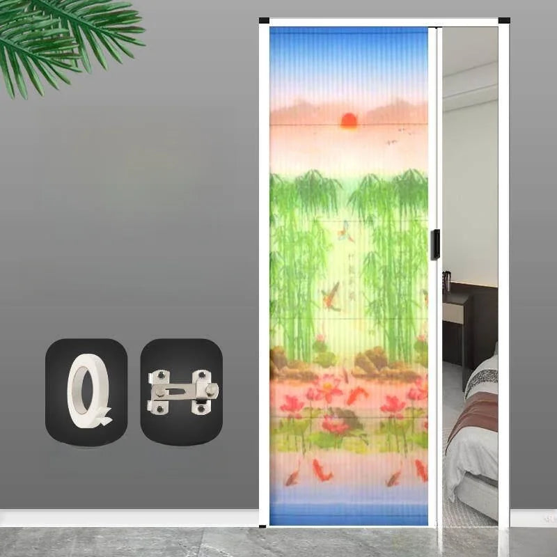 Invisible Mosquito-Proof Aluminum Alloy Sliding Door Curtain Home Entrance Screen Door Retractable Window Mesh Curtain