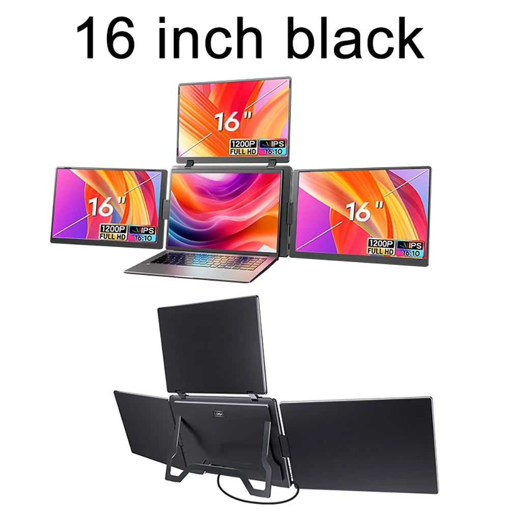 Rospider 14 to 18.5 inch Triple Screen Extender Laptop Monitor FHD Quad Display Portable Foldable Extended for MacBook Windows