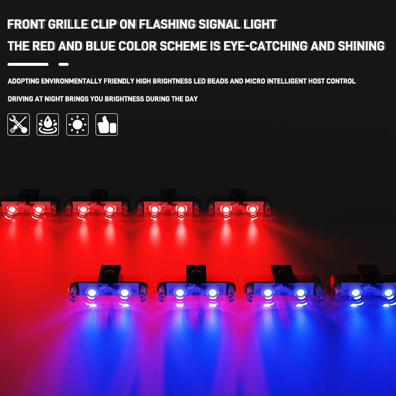 8 in 1 LED Emergency Strobe Lights For Truck Vehicle Warning Flashing Caution Light Grilles DRL Police Wireless Remote Control