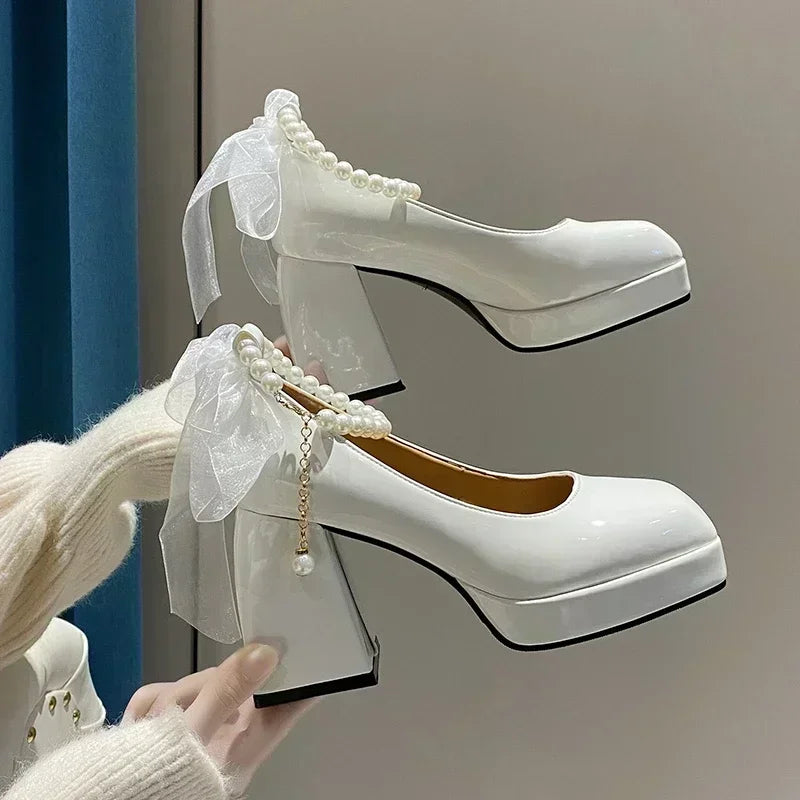 2024 Shoes for Women High Heels Mary Jane Shoes Pumps New Ladies White Women Heels Platform Shoes Women's Heels Zapatos De Mujer