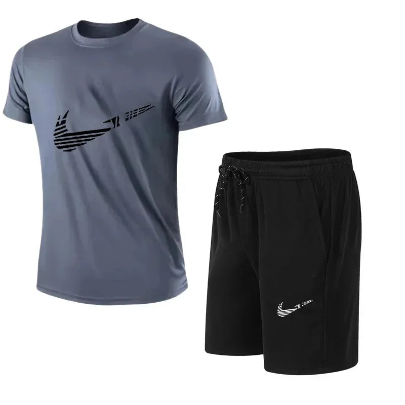 2025 Summer Fashion Men's Tracksuit T-shirt Shorts Set Leisure Short Sleeve Set Jogging Gym Suit Brand Clothing