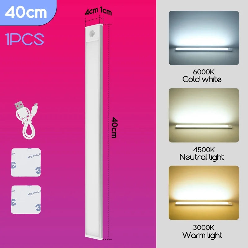 LED Motion Sensor Light Cabinet Lamp Wireless Dimmable LED Wall Lights Type-C Rechargeable Lights Kitchen Wardrobe Closet Aisle