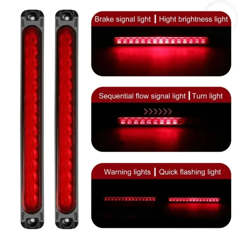 12-24V Brake Light Signal Turn Signal Light  New for 2PCS Is Suitable for Truck and Ship Universal 15LED Trailer Light Strip