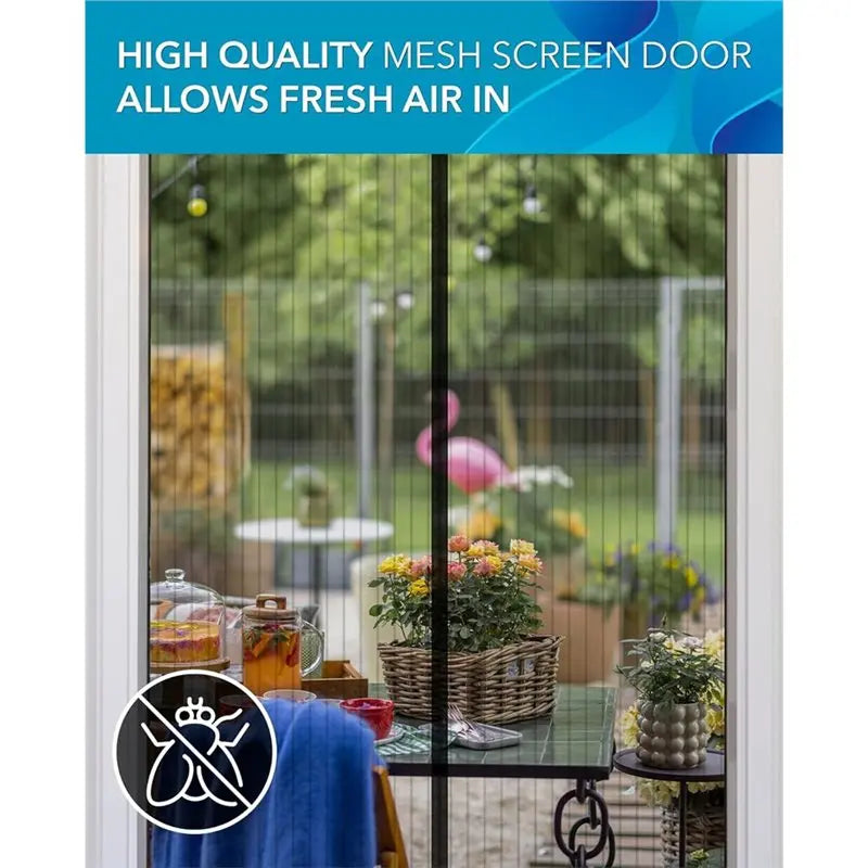 Easy Install, Magnetic Screen Door Mesh 1Pc-120X210cm-Self-Sealing, Pet Tested, Hands-Free Entry, Keeps Bugs Out