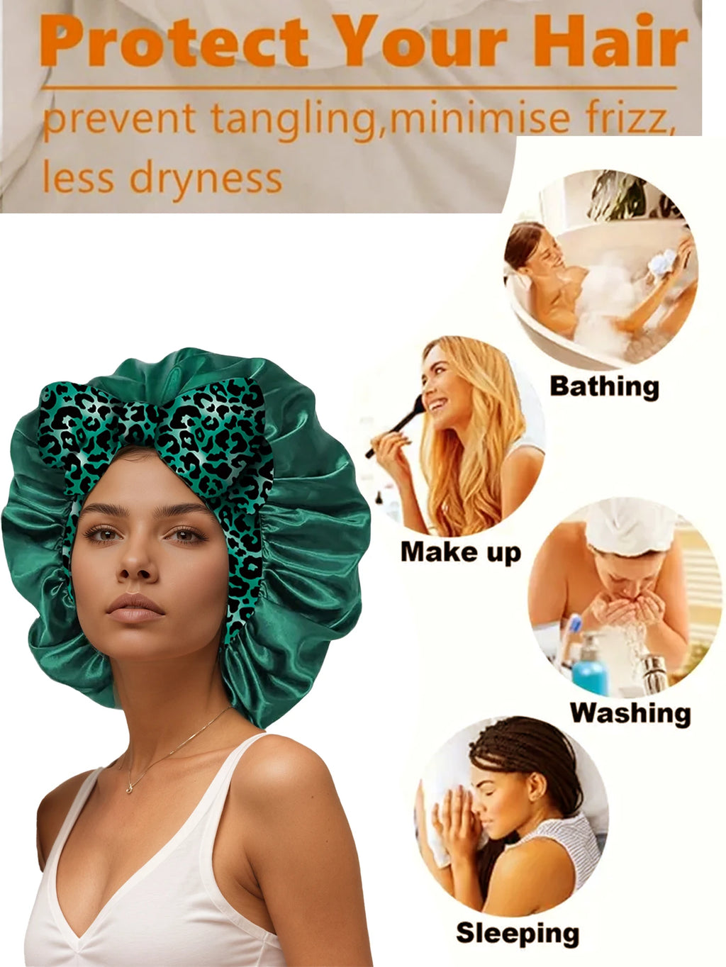 1pc  Satin bonnet with tie for women  Soft Silky Hair Care for Night Use Single Piece Stylish Hair Accessory