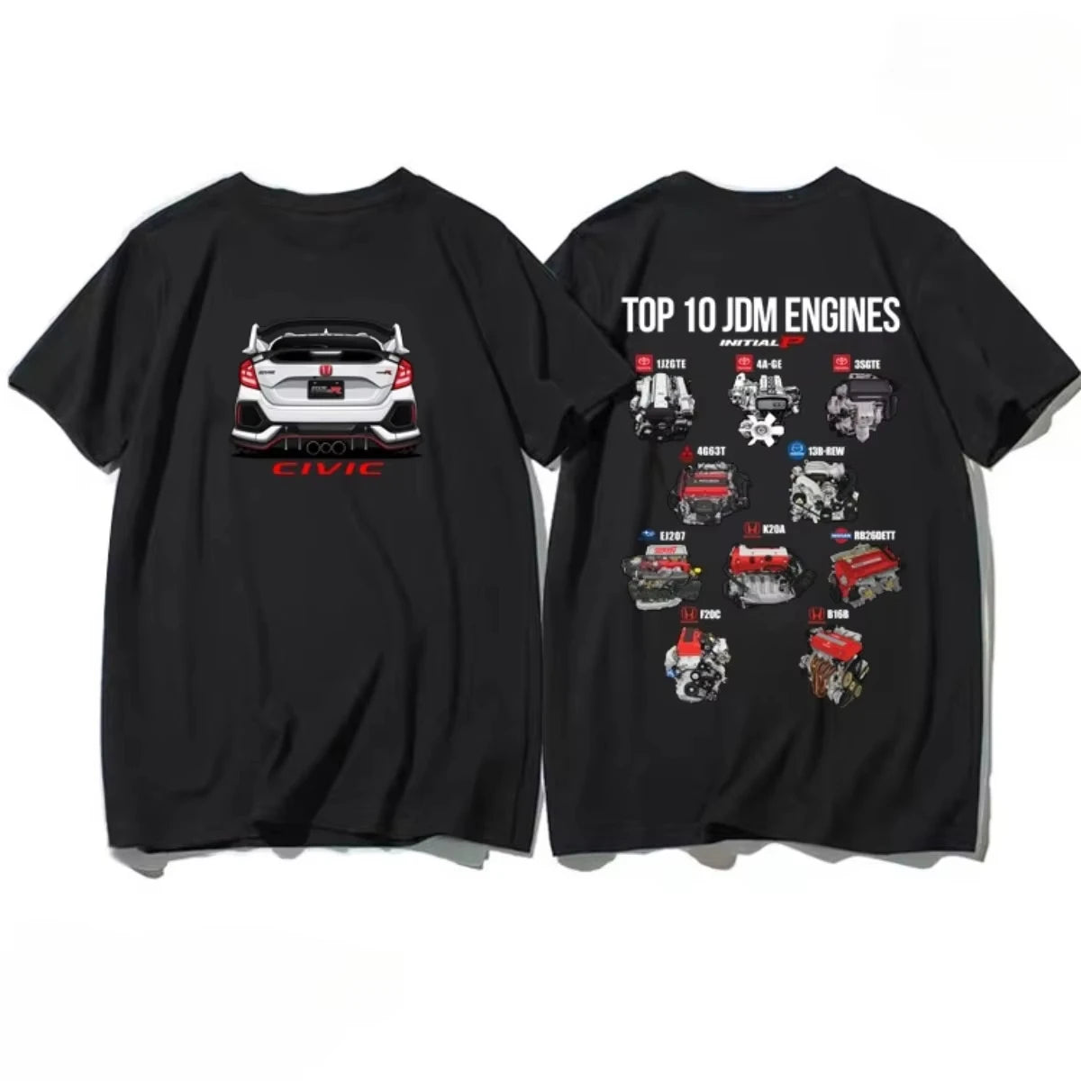 Honda Civic FD2 sports car K20 engine fit car JDM racing T-shirt short-sleeved pure cotton cultural shirt customization