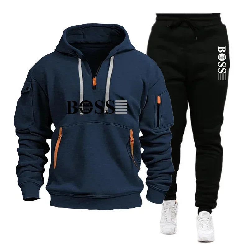 Men's Windproof Pullover Hoodie & Jogger Set