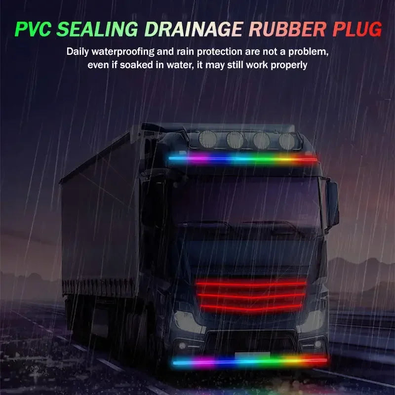 Truck Led Singal Light Night Driving Safety Warning Light Rgb 7 Colorful Flashing Atmosphere Lamp 24V Car Decorative Light