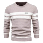 Men's Patchwork Knit O-Neck Pullover Sweater