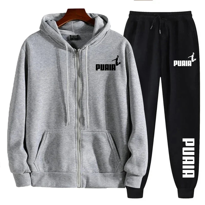 New in Women Tracksuit Trend Printing Hooded Sweatshirts Pants 2Pcs Set Casual Zipper Overcoat Suit Daily Clothing Autumn Winter