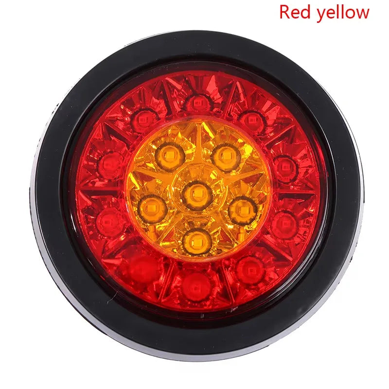 12V-24V truck round LED warning light wiring anti-collision light trailer brake light two-color 16 lights multi-form
