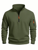 Men's High-Neck Half-Zip Windproof Sweatshirt