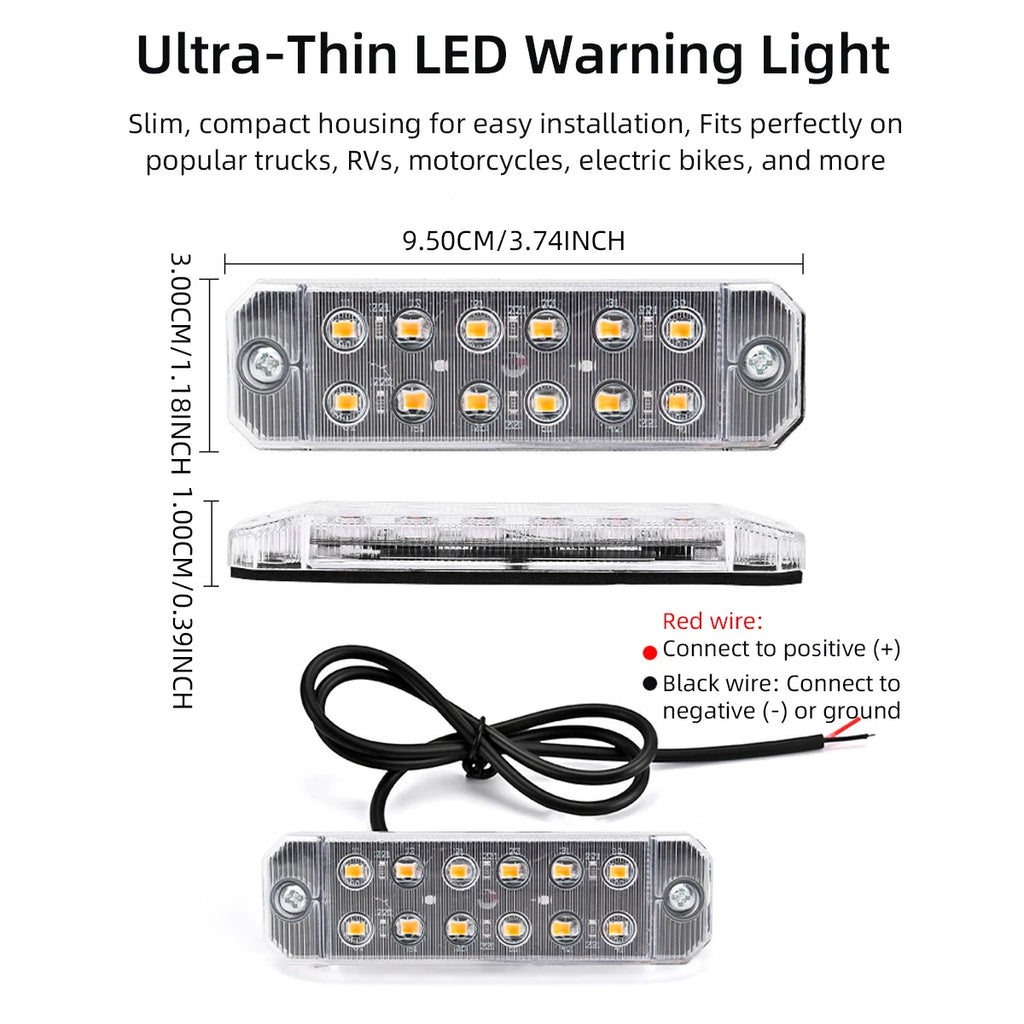 4PCS 12V 24V Truck LED Side Marker Light 12 SMD Car Emergency Strobe Warning Light Indicator Signal Light Rear Taillight