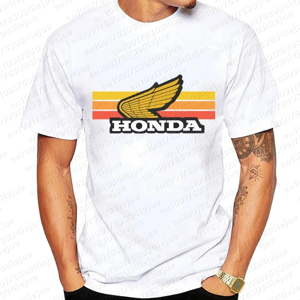 Honda Sunset Retro Men's T-shirt Summer Short-Sleeve Women's T-shirt 2025 New Fashionable 100% Cotton Couple Motorcycle Top