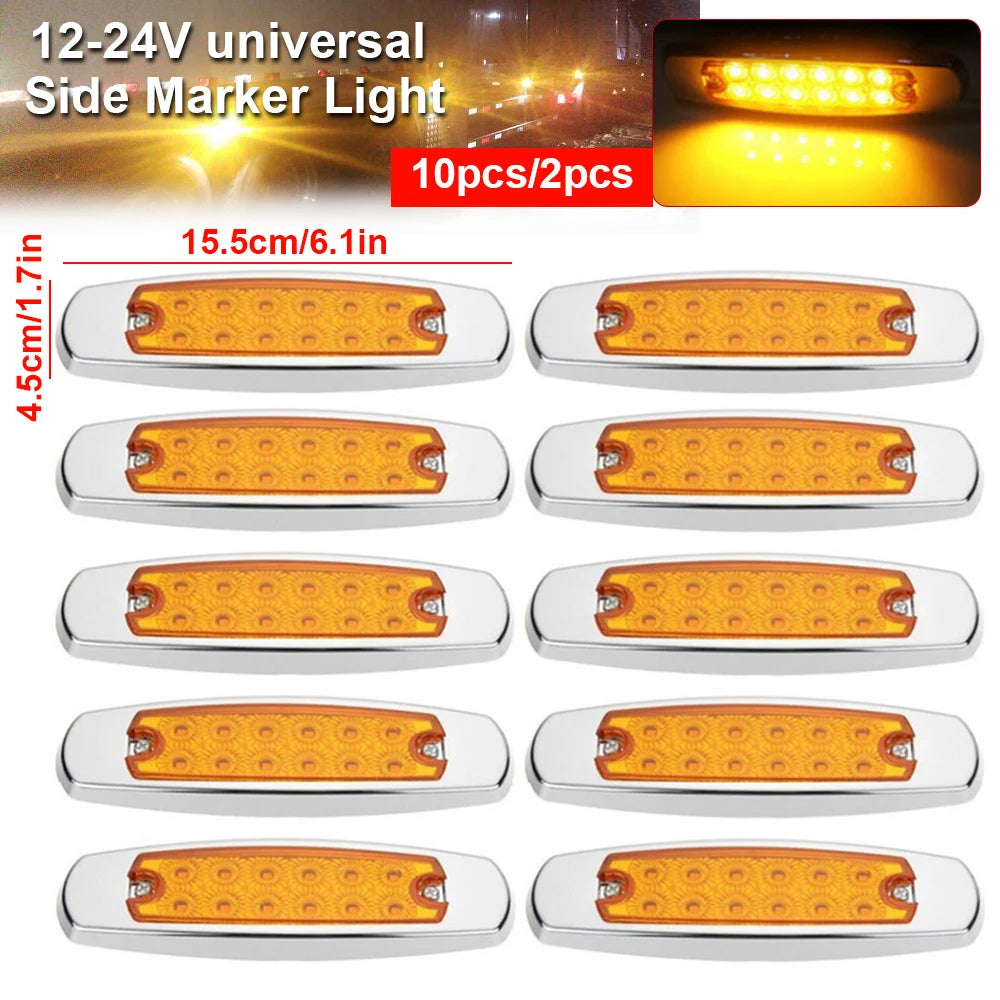 2/10Pcs 12 LED Car Trucks LED Side Marker Light 12V 24V Waterproof For Truck Trailer Lorry Caravan Bus Van Boat Clearance Light