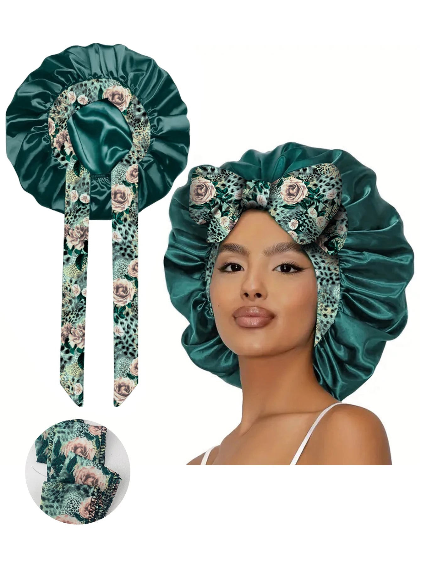 1pc  Satin bonnet with tie for women  Soft Silky Hair Care for Night Use Single Piece Stylish Hair Accessory