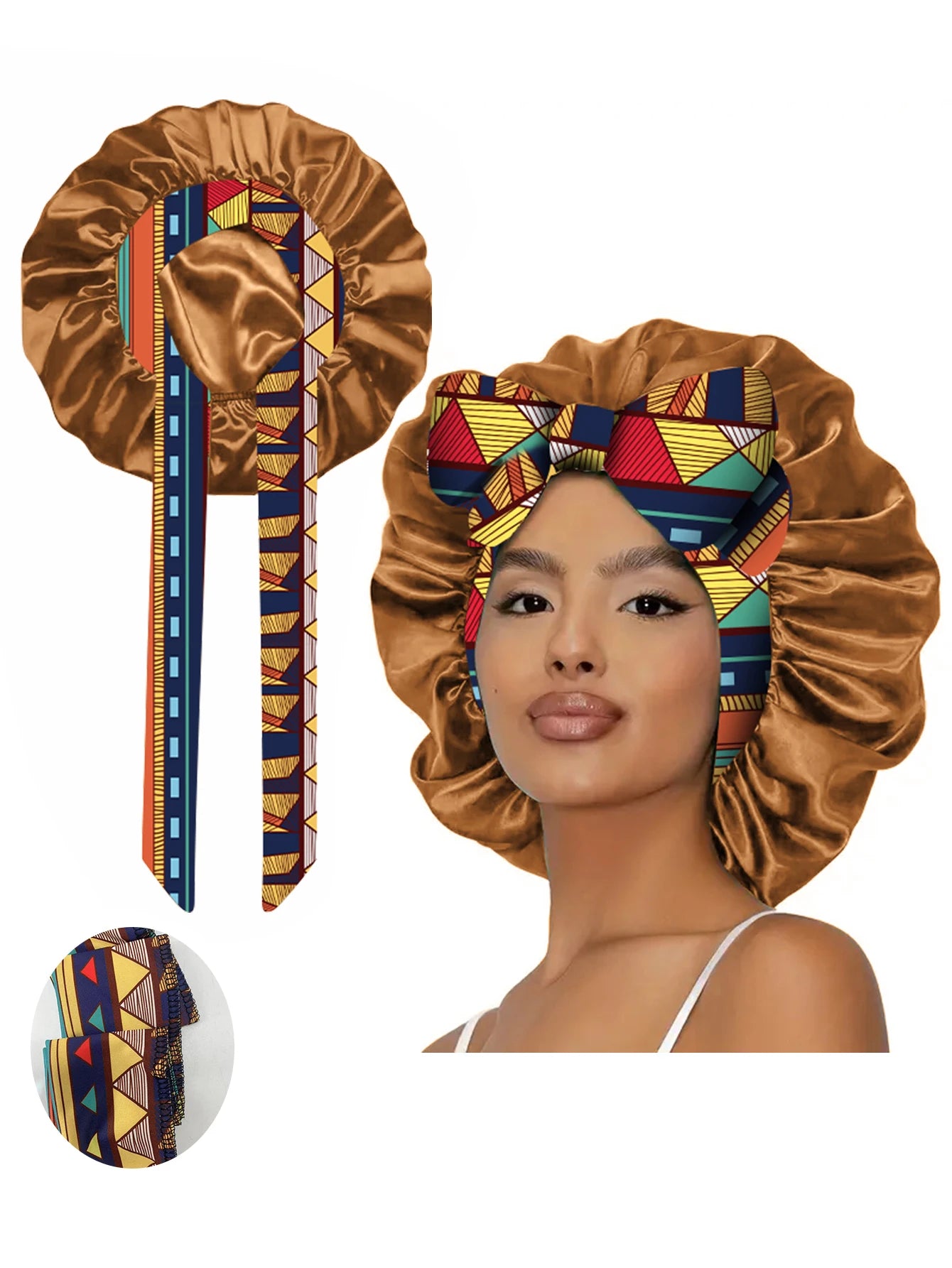 1pc  Satin bonnet with tie for women  Soft Silky Hair Care for Night Use Single Piece Stylish Hair Accessory