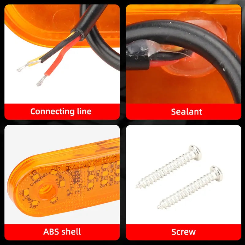 2pcs Flashing Light Truck Side Signal Lamp Strobe light Warning lights beacon lamp 12v 24v LED indicator light truck Taillight