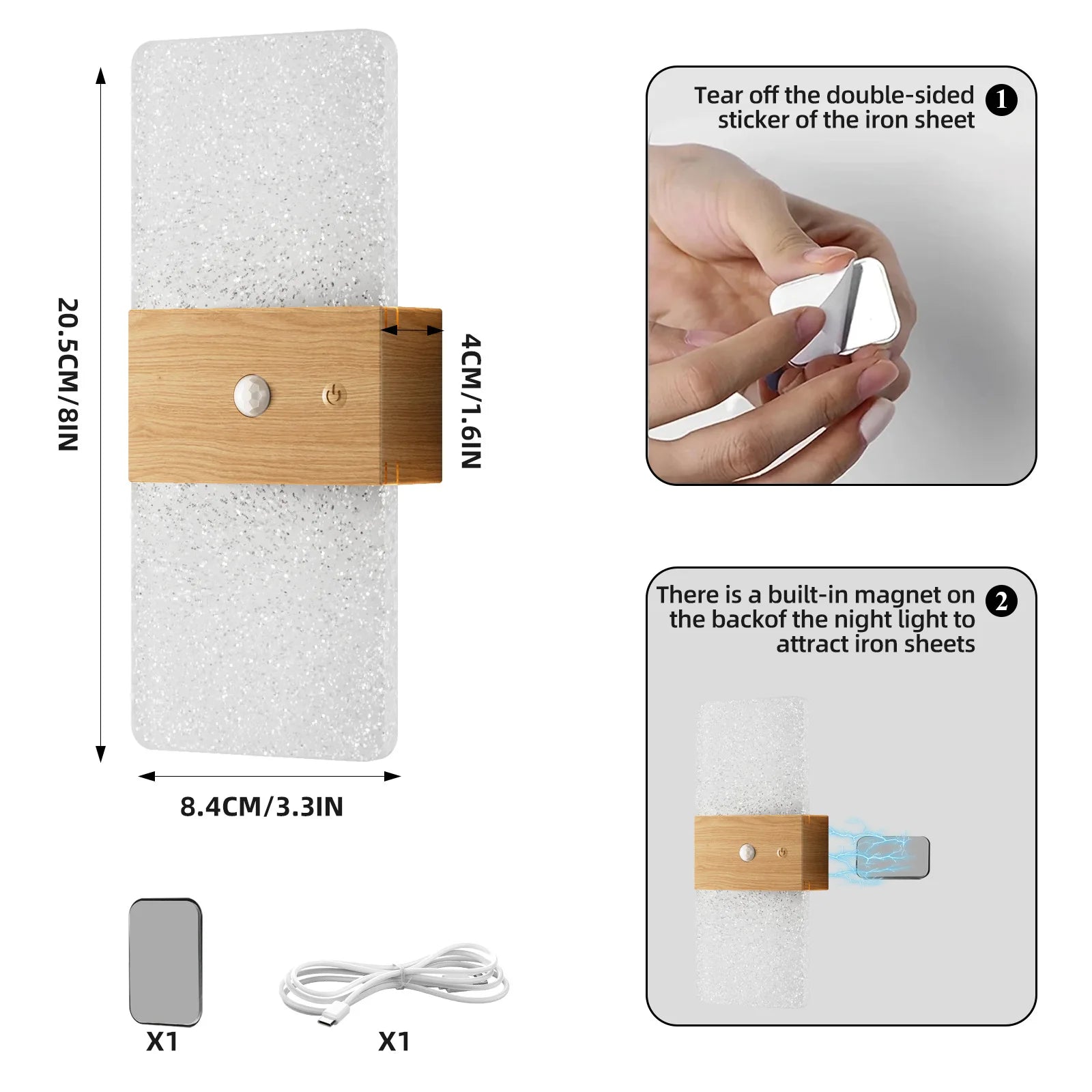 LED Motion Sensor Atmosphere Night Light with Charging Function, Magnetic Suction, No Wiring, Acrylic Decorative Wall Lamp