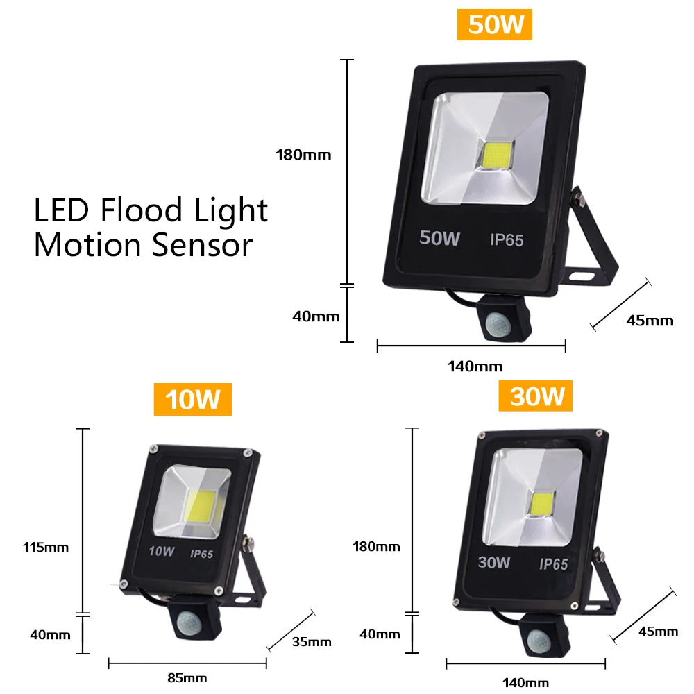 Motion Sensor LED Flood Light 50W 30W 10W AC 220V Waterproof IP65 Reflector Floodlight Lamp foco Led Exterior Spot Outdoor Light