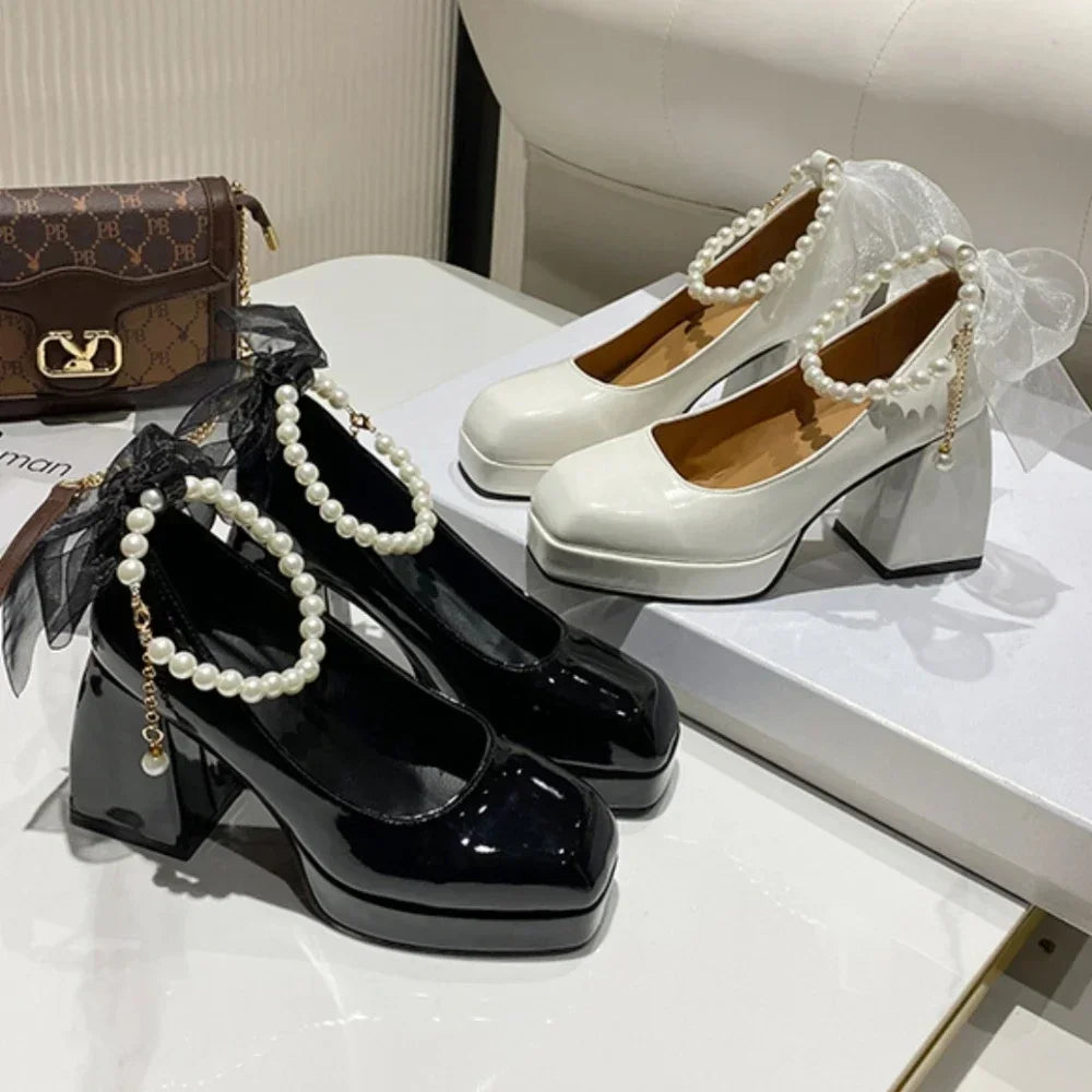 2024 Shoes for Women High Heels Mary Jane Shoes Pumps New Ladies White Women Heels Platform Shoes Women's Heels Zapatos De Mujer