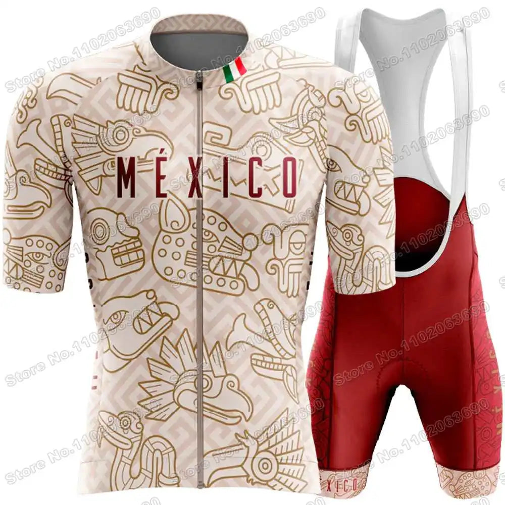 2026 Mexico Cycling Jersey Set The United Mexican States Cycling Clothing Mexican national emblem Eagle and Snake Road Bike Suit