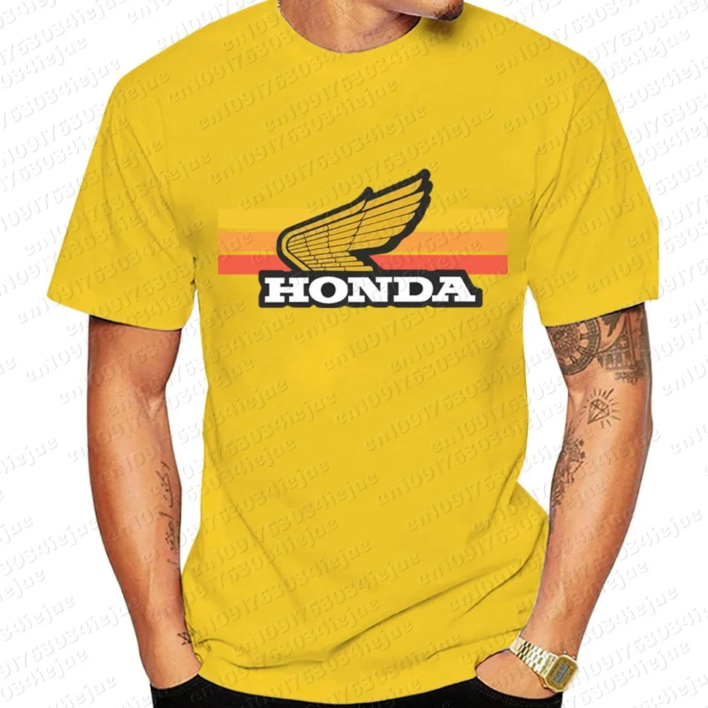 Honda Sunset Retro Men's T-shirt Summer Short-Sleeve Women's T-shirt 2025 New Fashionable 100% Cotton Couple Motorcycle Top