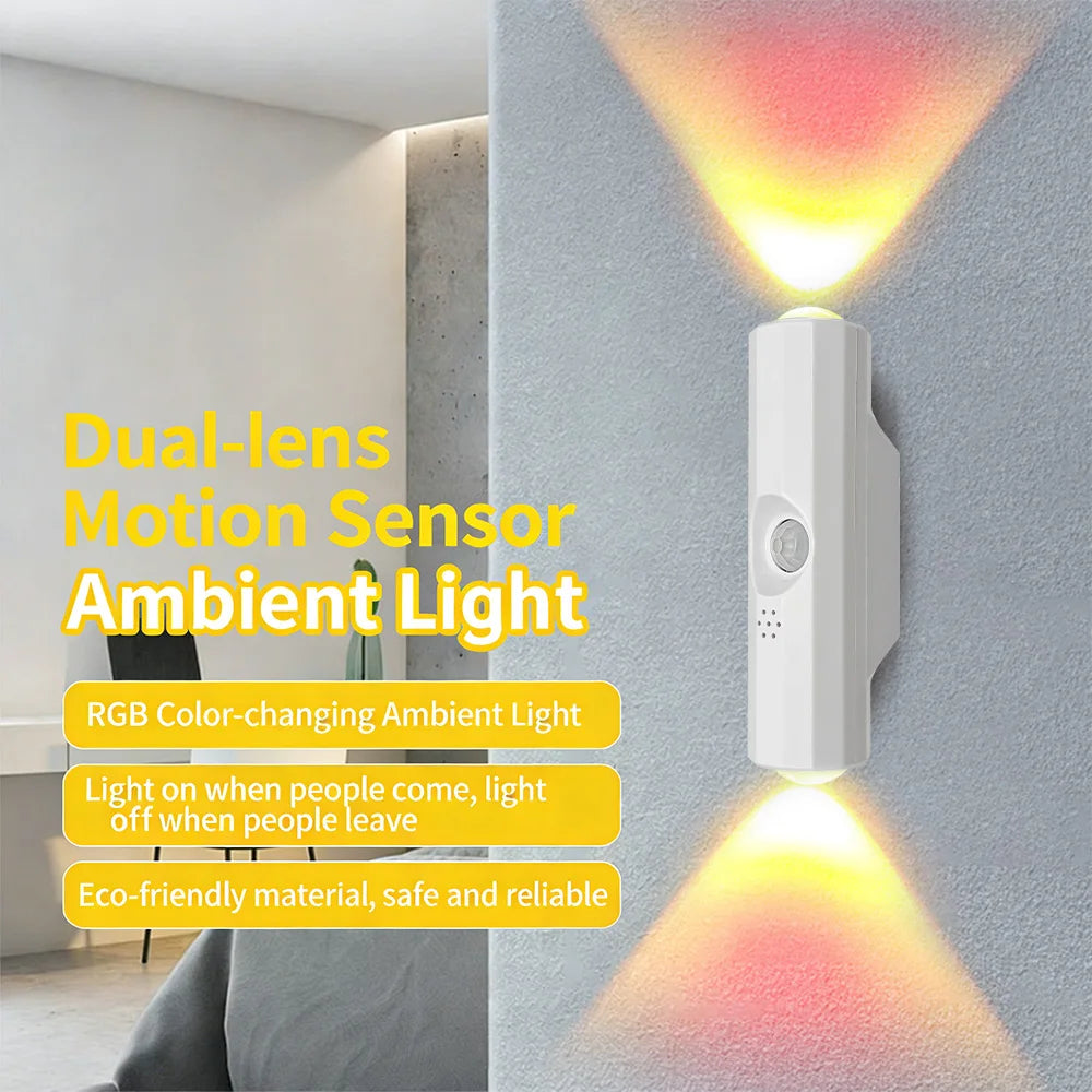 LED Motion Sensor Night Light, USB-C Rechargeable Adjustable Wall Light,  Wireless Stick-On Lamp for Bedroom Hallway Closet