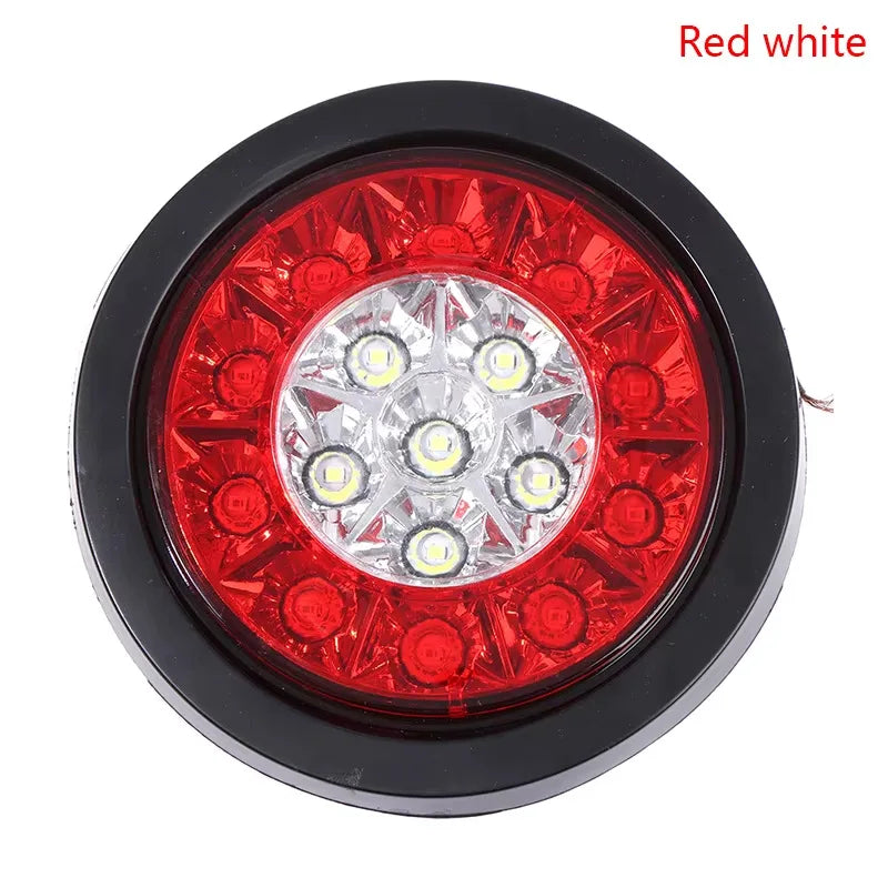 12V-24V truck round LED warning light wiring anti-collision light trailer brake light two-color 16 lights multi-form