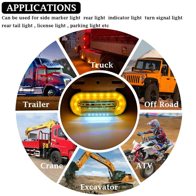 4pcs 24V LED Marker Lights Trailer Camion Clearance Lights for Volvo Truck Side Lights Cargo Lamp Lorry Tractor Turn Signals