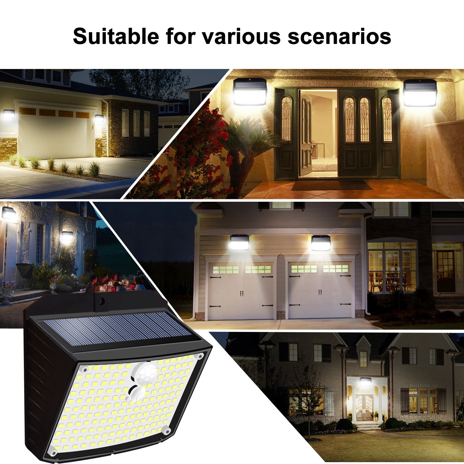 Solar Motion Sensor Lights 158 LEDs with 3 Lighting Modes IP65 Waterproof Motion Sensor Outdoor Solar Wall Lamp for Garden Decor