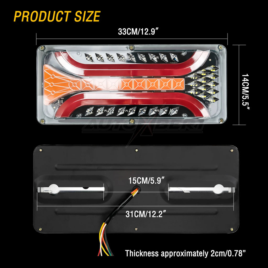 Truck Rear Tail Light Running Lamp Brake Stop LED For Tractor UTE Bus Van Trailer Lorry Flowing Turn Signal Blinker Indicator