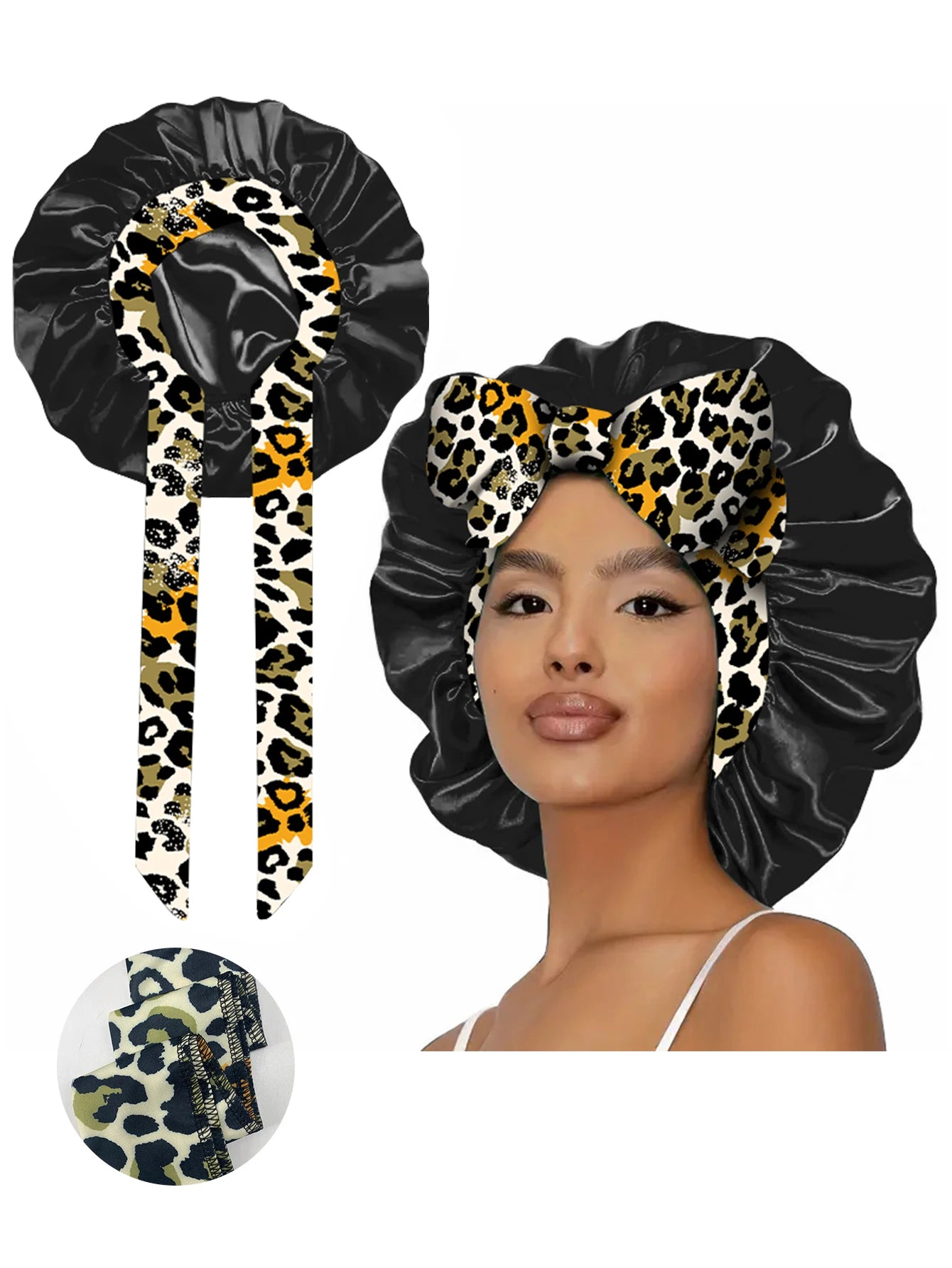 1pc  Satin bonnet with tie for women  Soft Silky Hair Care for Night Use Single Piece Stylish Hair Accessory