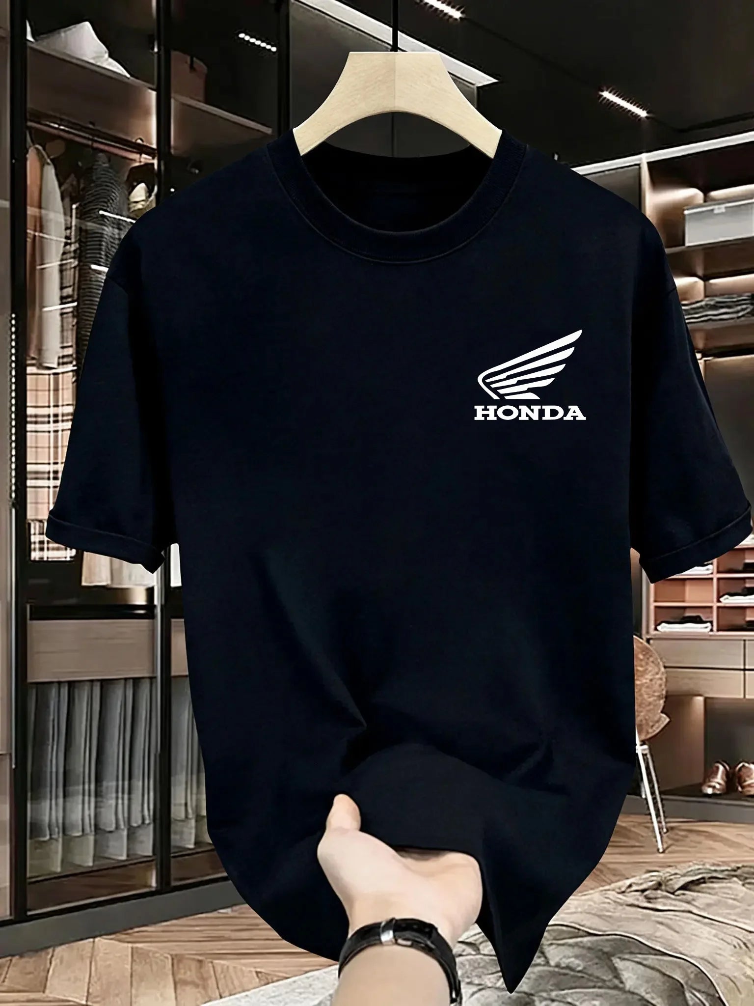 Men's and women's Honda cotton T-shirts, short sleeved retro casual fashion T-shirts for motorcycle racing, off-road enthusiasts