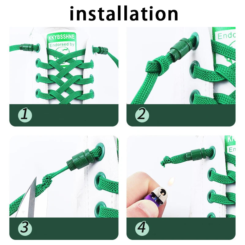 Elastic Laces Sneakers No Tie Shoe laces Colorful Capsule Lock Shoelaces Without ties Kids Adult 0.6cm Flat Shoelace 1Pair/2Pair