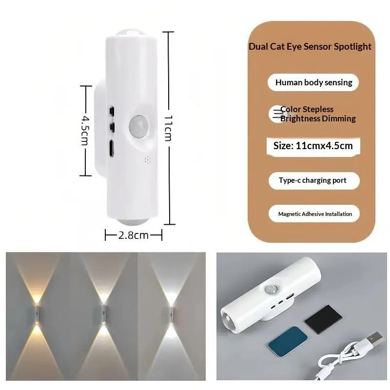 LED Motion Sensor Magnetic Wall Lamp Rechargeable for Night Ambient Illumination