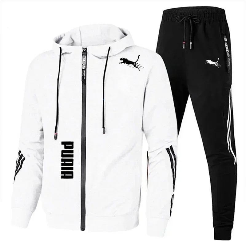 Men's Spring Autumn Tracksuit Set Long Sleeve Hoodie And Joggers 2-Piece Fitness Running Sportswear Casual Clothing