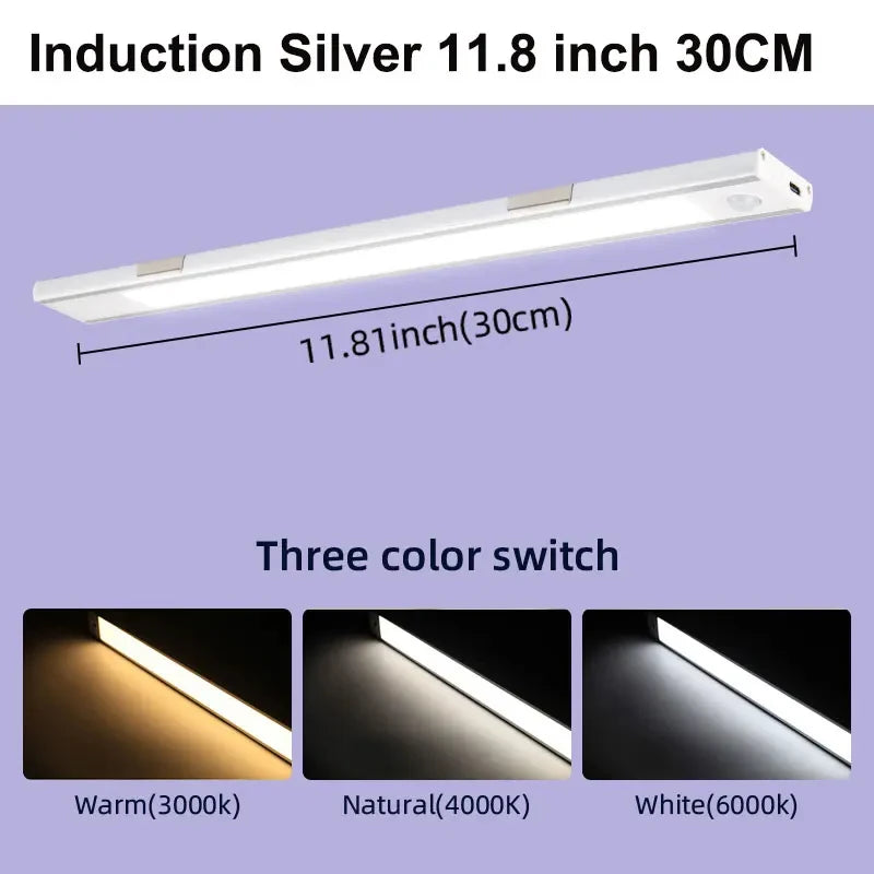 LED Motion Sensor Cabinet Light with USB Plug Dimmable Sensor Tube Light for   Bedroom Wardrobe 3Colors Night Lamp Decor