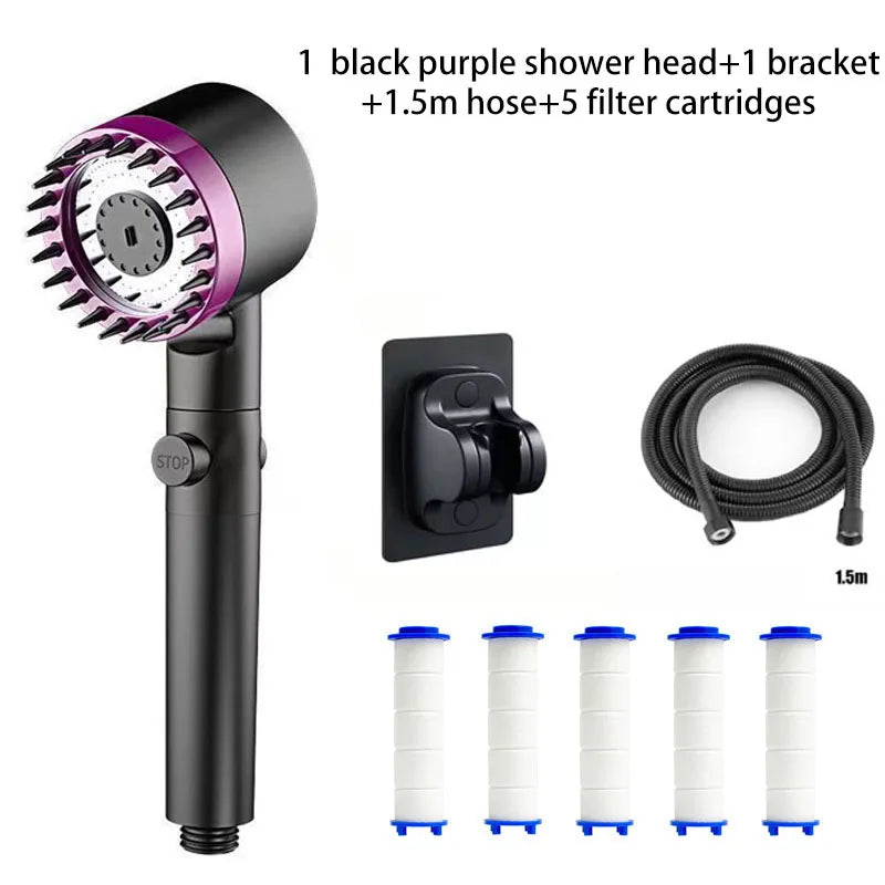 Shower Head Shower Filter with Four Modes Bathroom Accessories Head Massage Shower Accessories Shower Knobs Home Furnishings