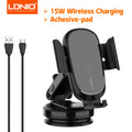 15W Wireless Charging Car Mount Phone Holder Mount Hands-Free Universal Cell Phone Mounts for Dashboard/Windshield 360° Rotation