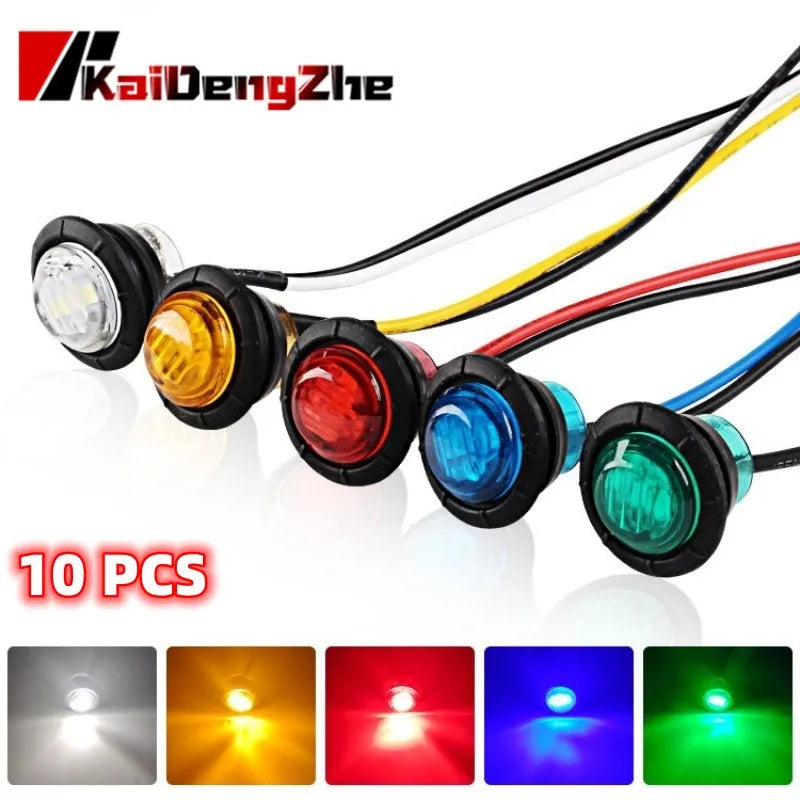 10 Pcs LED Round Trailer Side Marker Light Auto Indicators Car External Lamp for Trucks Clearance Lights Truck Turn Signal Lamp