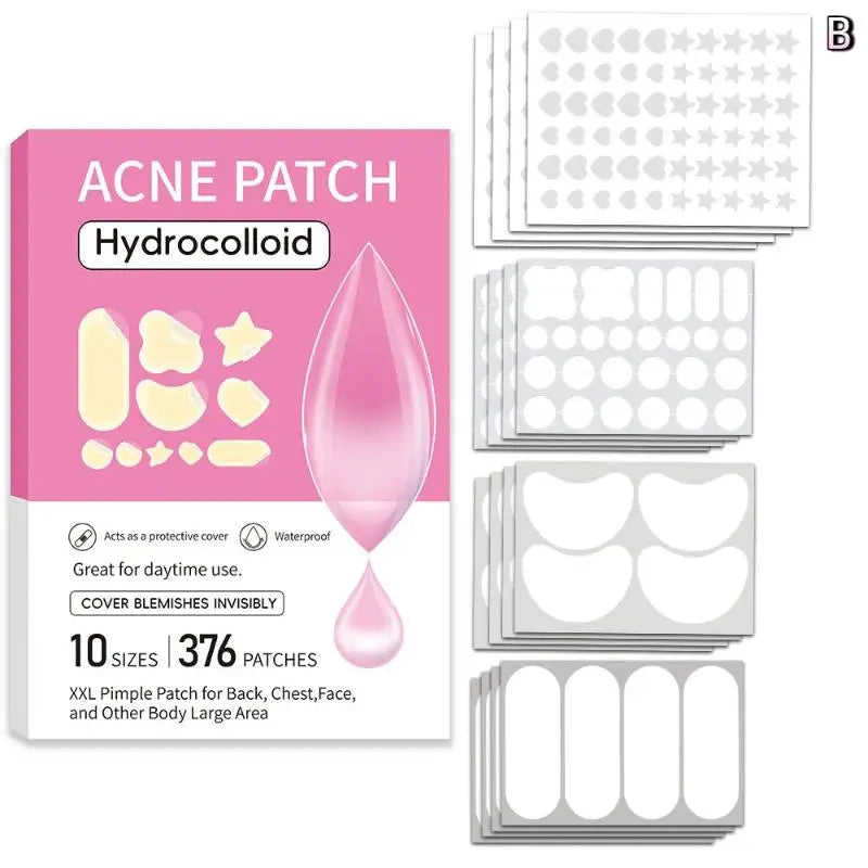 Large Pimple Patches Bulk For Face Hydrocolloid Multi-shape Invisible Removal Acne Patches Covering Body Forehead Chin Blemishes