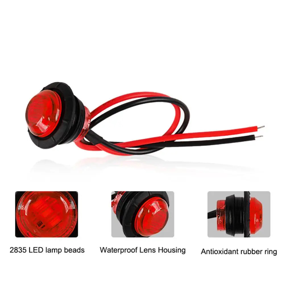 10pcs 24V 3 / 4 Inch Led Truck Side Marker Light Round Turn Light for Truck RV Car Bus Trailer Caravan Boat