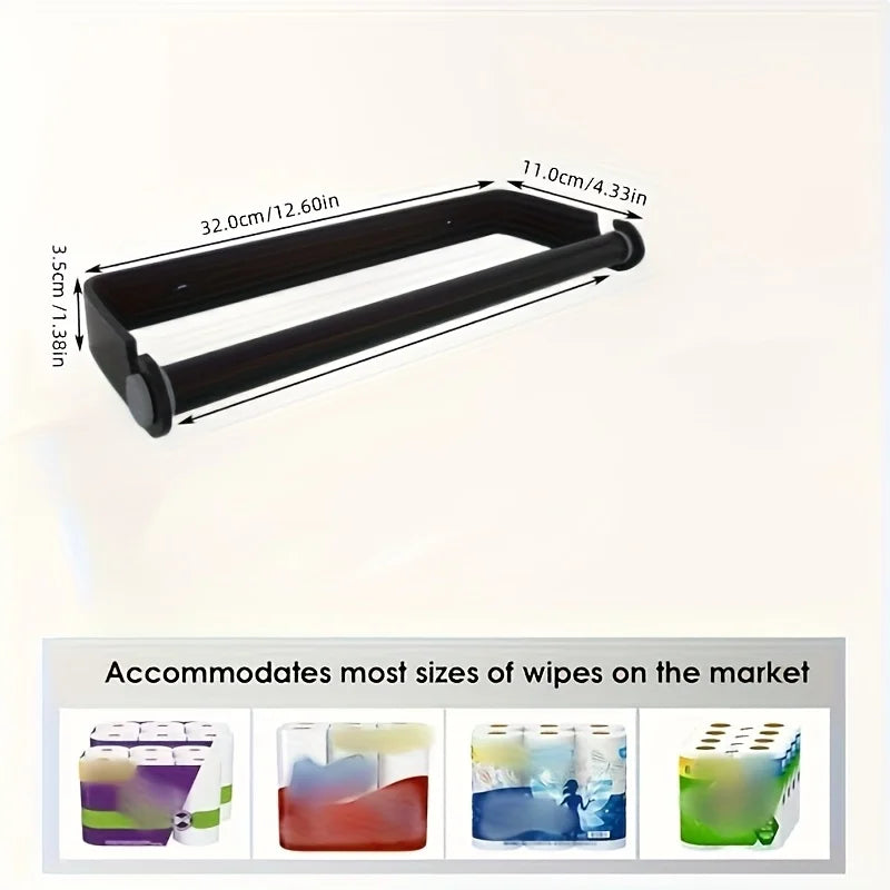 Kitchen  Paper Towel Holder  No-Drill Wall Mount Paper Towel Holders  Dishcloth Rack  Plastic Wrap and  Cloth Storage Hanging