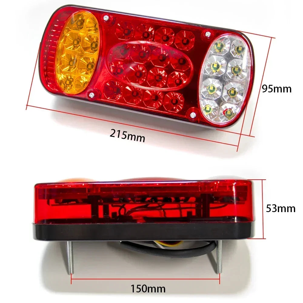 ATVOV 2pcs 12V 24V Truck LED Tail Light Taillight Rear Stop Brake Reverse Light Signal Lamp Indicator Trailer Caravan Van UTE