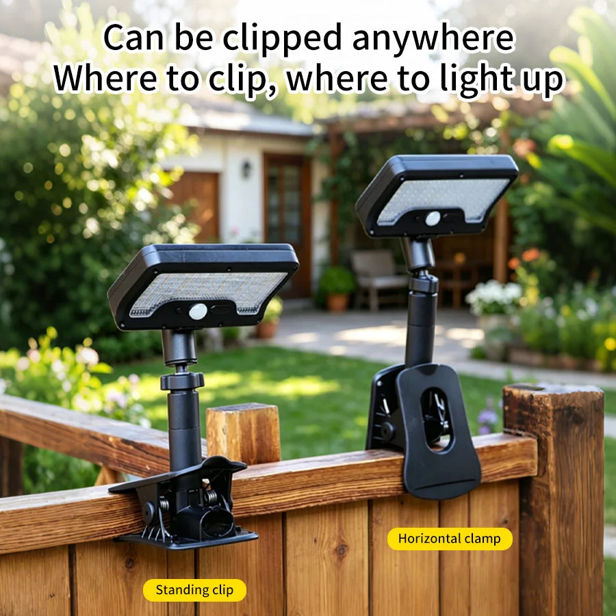 LED Motion Sensor Solar Light Outdoor Waterproof 3 Modes Clip-on Street Light Wall Solar Lamp for Garden Yard Camping Tent Patio